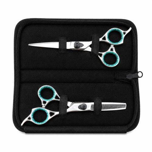 Aqua Crystal Barber Scissor Set 6"