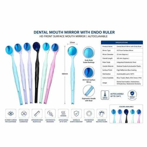 Front Surface Mouth Mirror With Ruler