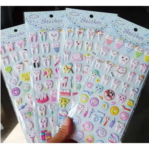 3D Dental Tooth Cartoon Sticker Sheet