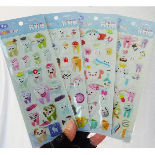 Puffy Dental Tooth Cartoon Sticker Sheet
